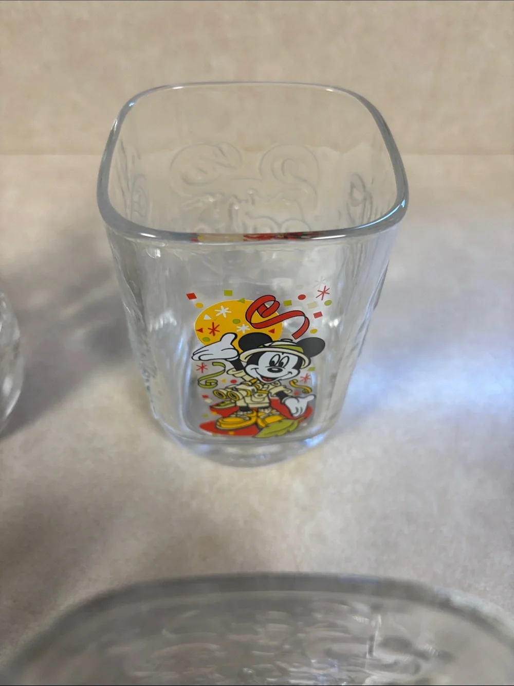 New McDonalds (4) 16 oz Square Disney World 2000 Millennium Celebration Glasses